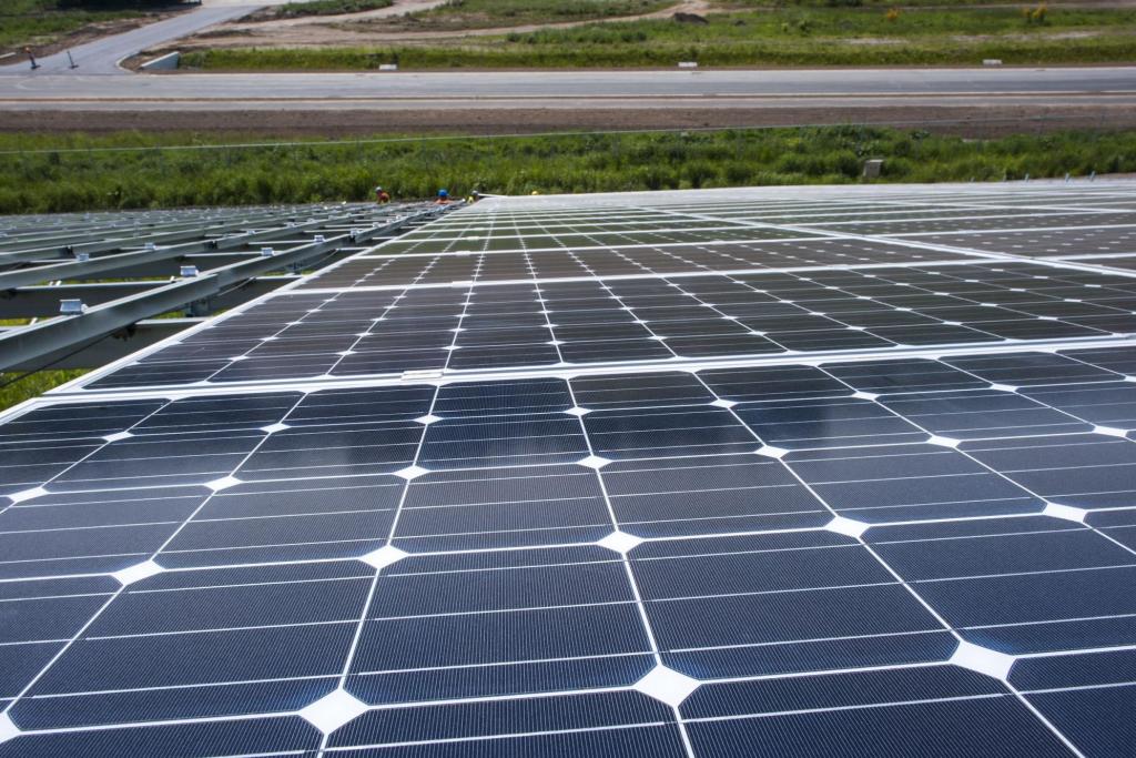 Solar panels at Terranova in Zelzate